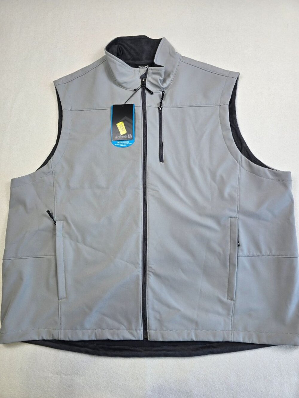 NEW Solaris Mens 3XB Gray Multi Climate Vest Lightweight Zipper Pockets